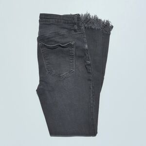 Free People Great Heights Distressed Frayed Ankle Cropped Skinny Jeans Black 26